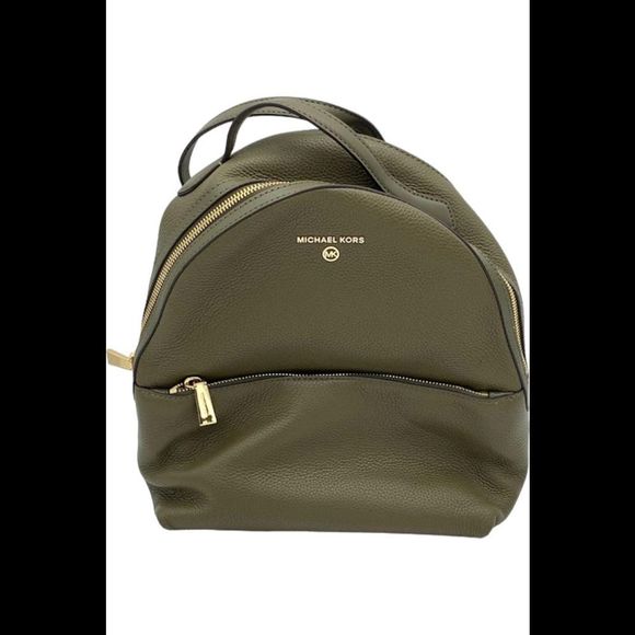 Michael Kors Valerie MD Pebbled Leather Backpack Olive - Picture 1 of 3